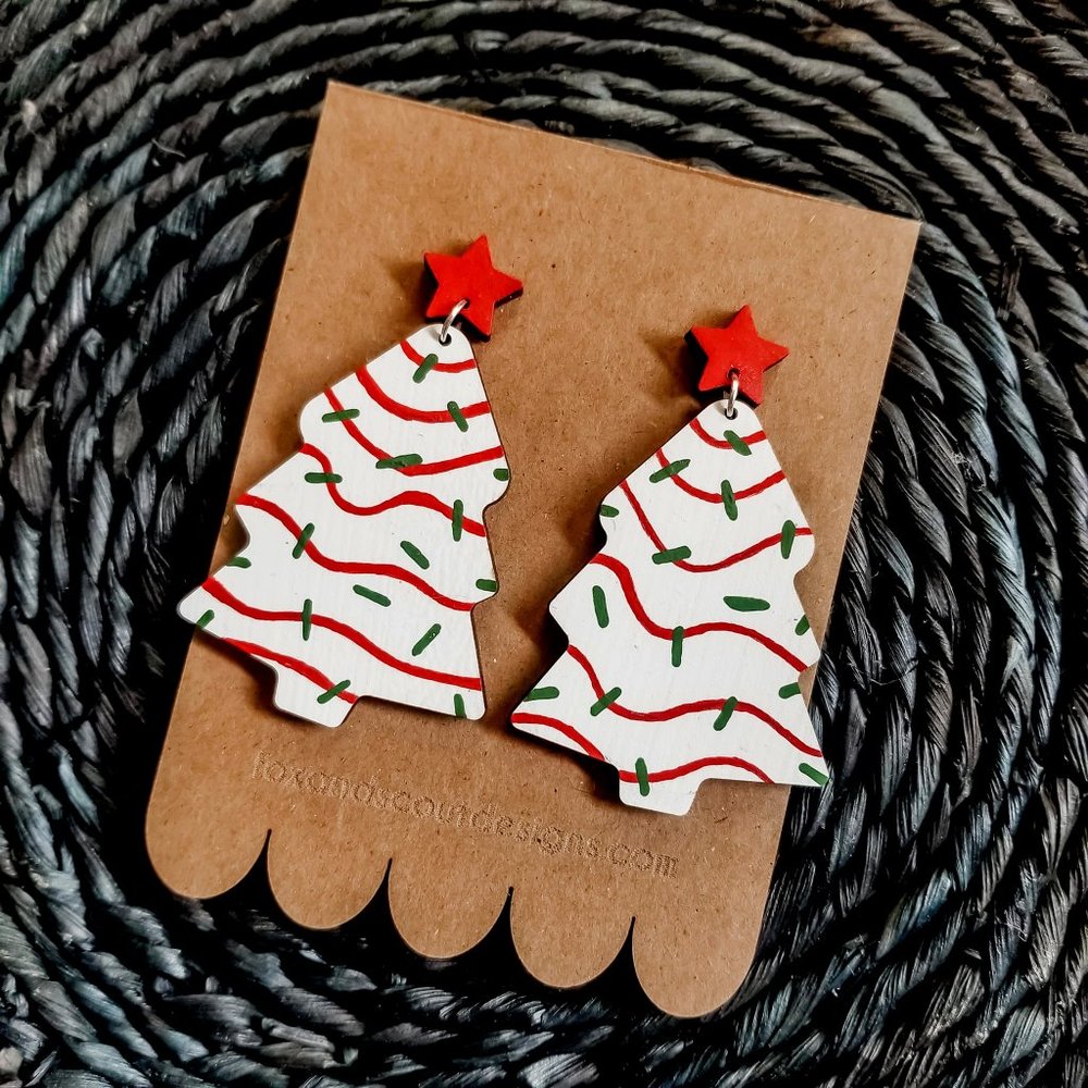 Christmas Tree Cake Dangle Earrings